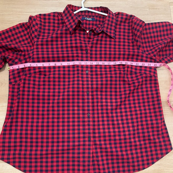 Chaps red and black gingham plaid button-down shirt - Picture 5 of 9